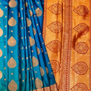Blue Banarasi Katan Silk Saree