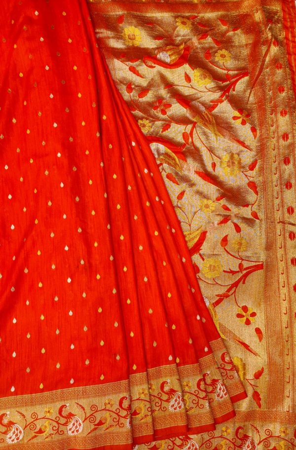 Red Banarasi Katan Silk Saree