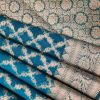 Teal Blue Cotton Banarasi Silk Saree